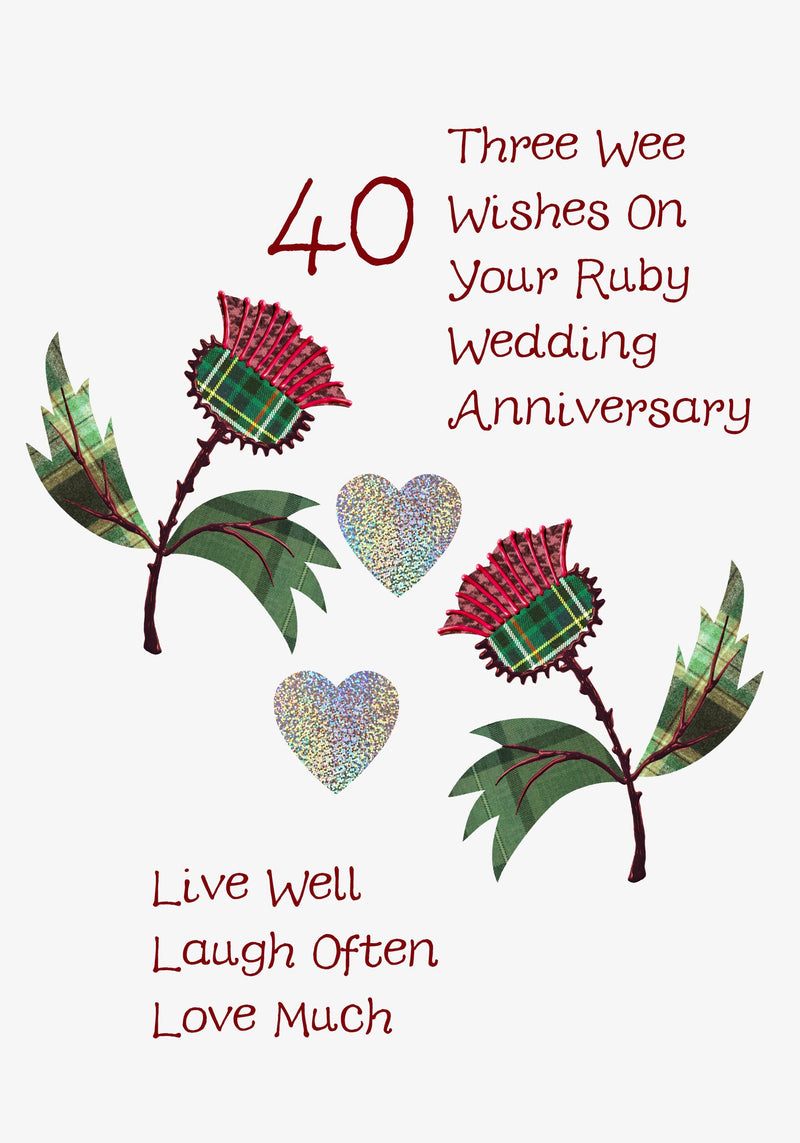 Ruby Wedding Anniversary Thistle Card