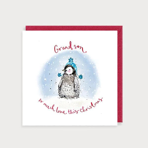 Grandson Christmas Penguin Card