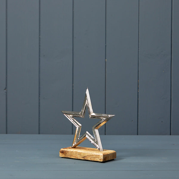 Metal Star On Wooden Base