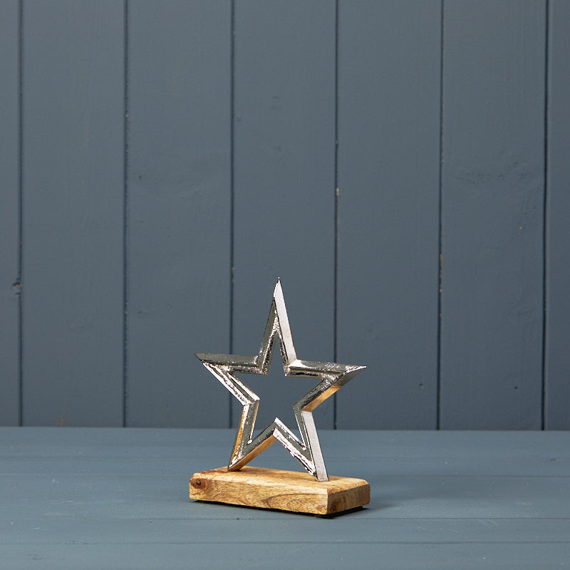 Metal Star On Wooden Base