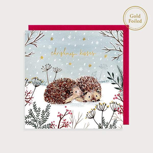 Christmas Kisses Hedgehogs Christmas Card