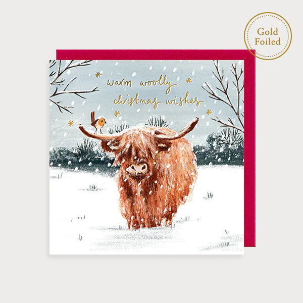 Highland Cow Woolly Wishes Card