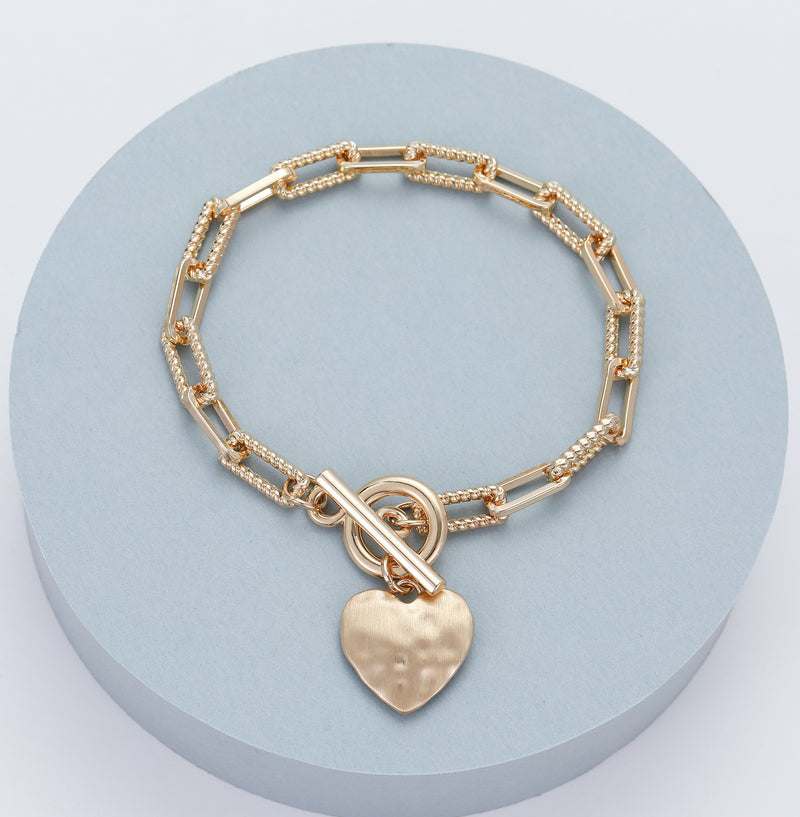 Gold Heart Links Bracelet