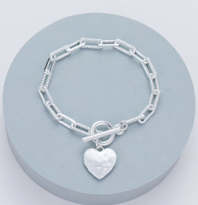 Silver Heart Links Bracelet