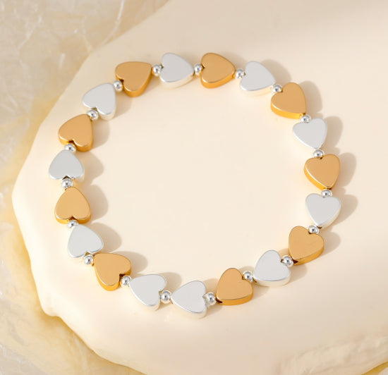 Silver & Gold Hearts Bracelet