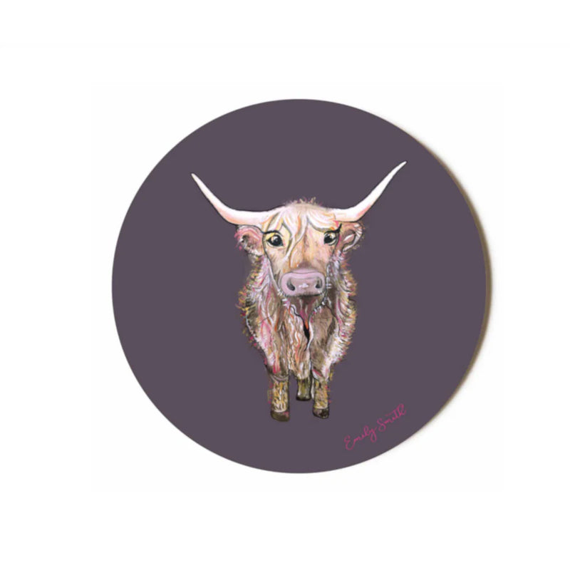 Heidi Highland Cow Round Coaster