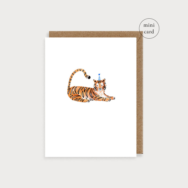 Tiger and Party Hat Mini Card