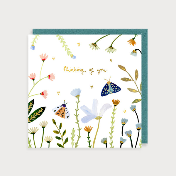 Moths and Flowers Thinking of You Card