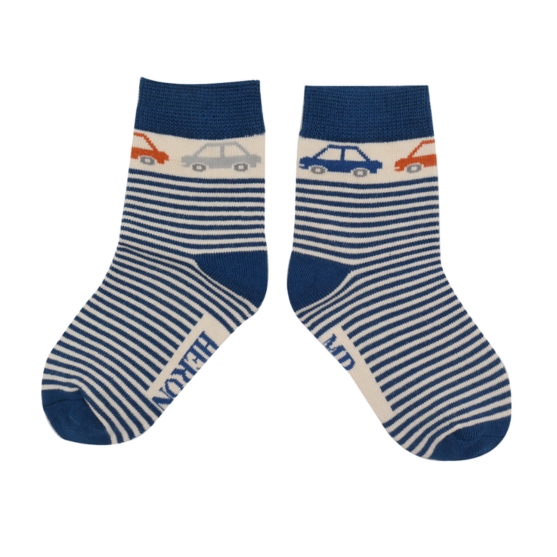 Cars & Stripes Socks - Navy