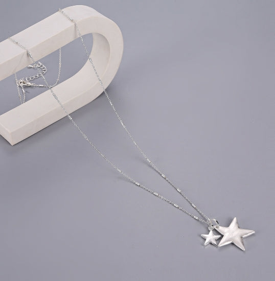 Silver Star Long Necklace