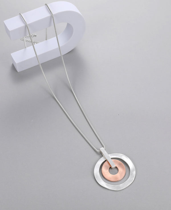 Silver & Rose Gold Circles Long Necklace