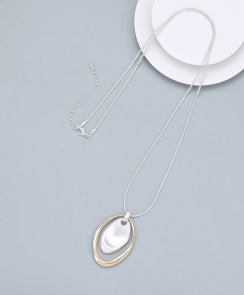 Silver & Gold Pebble Long Necklace