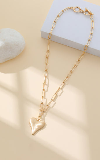 Gold Heart Paper Chain Necklace