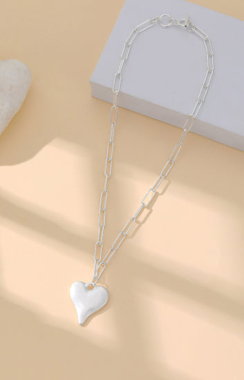 Silver Chain With Heart Necklace