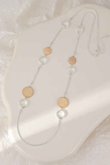 Silver & Gold Long Pebble Necklace