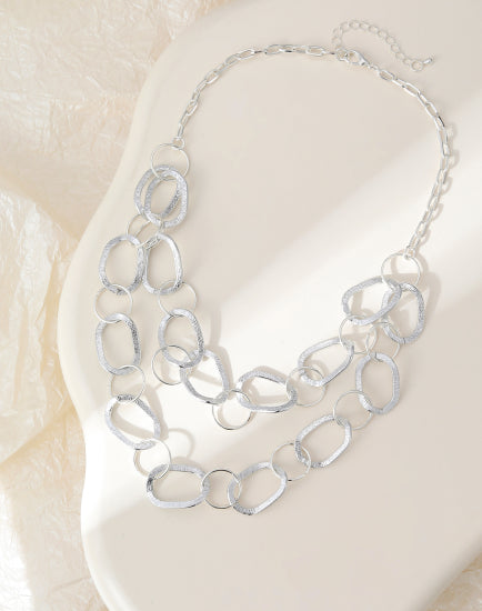 Double Shapes Silver Necklace