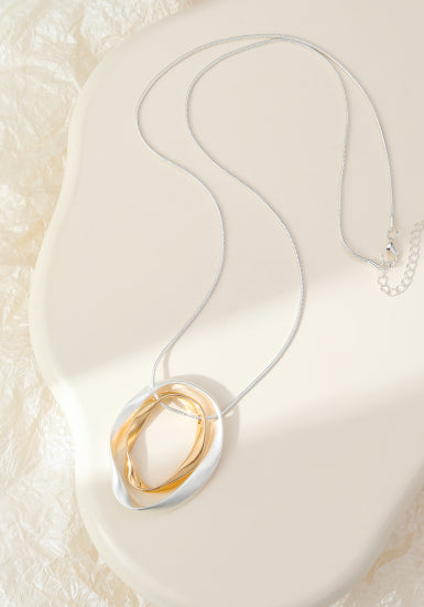 Silver & Gold Ripple Long Necklace