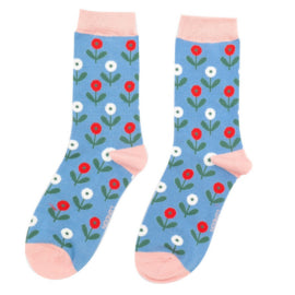 Fun Floral Socks - Denim