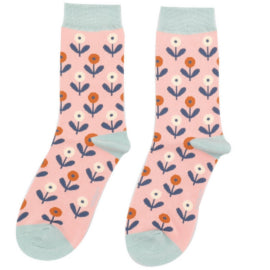 Fun Floral Socks - Dusky Pink