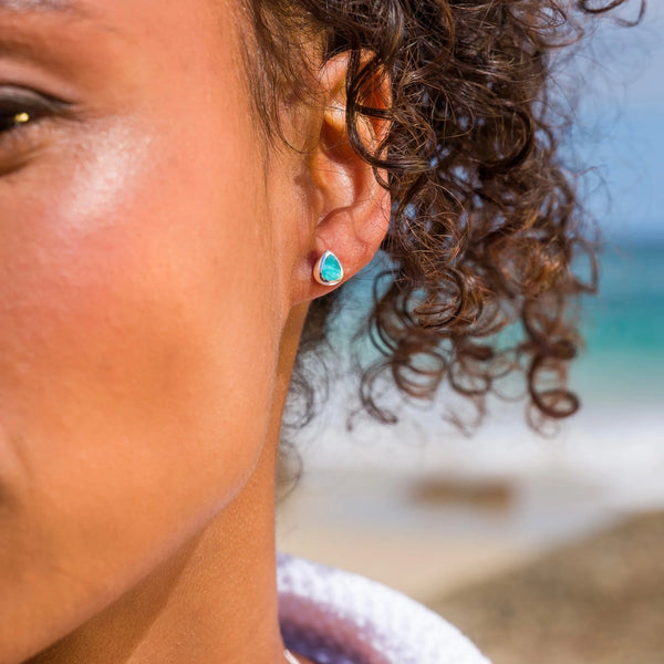 Turquoise Pebble Studs