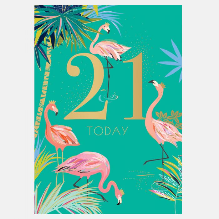 21st Birthday Flamingo Card