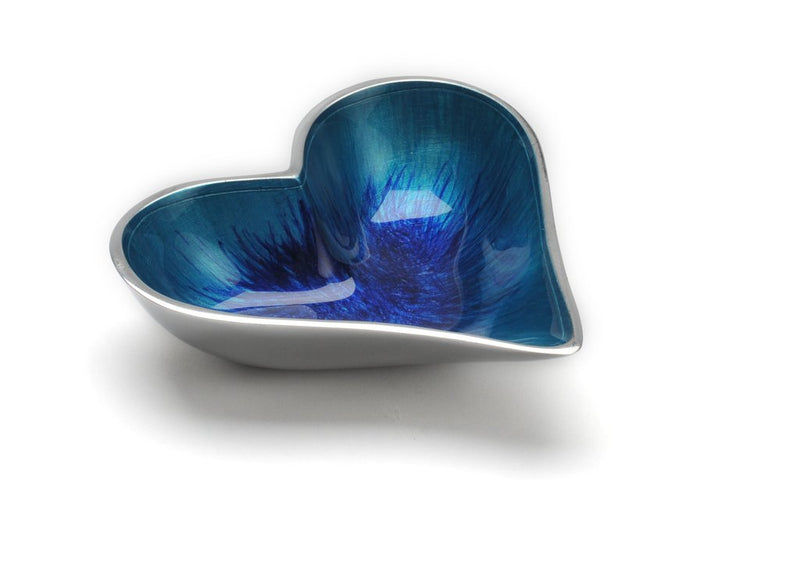 Brushed Aqua Small Heart Dish