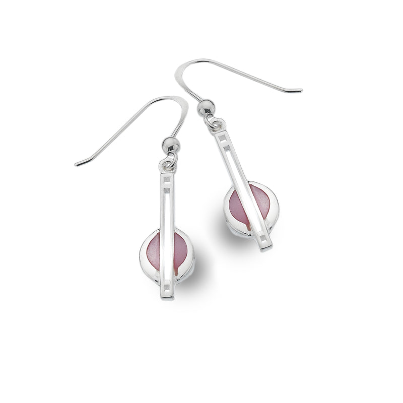 Mother of Pearl Pink Oval Bar Earrings