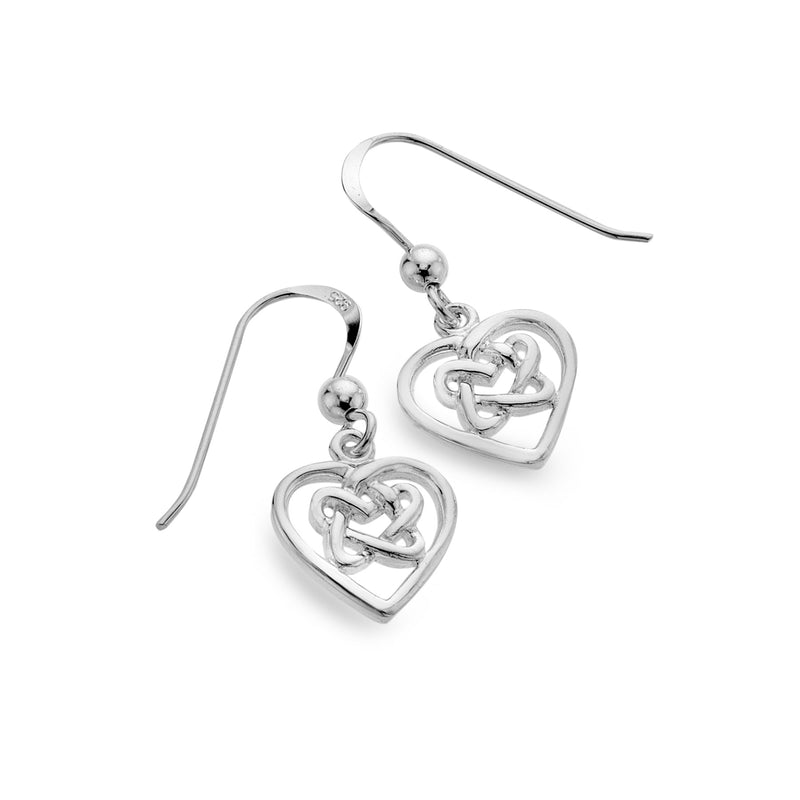 Celtic Knotwork Heart Drop Earrings