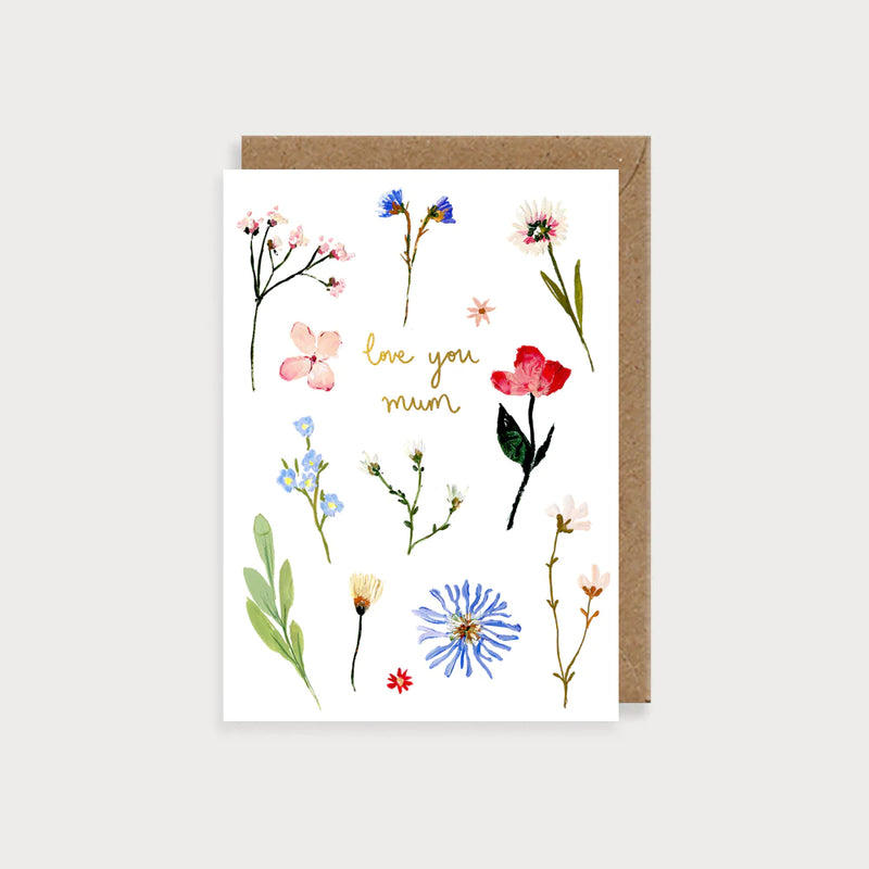 Scattered Flowers Love You Mum Card