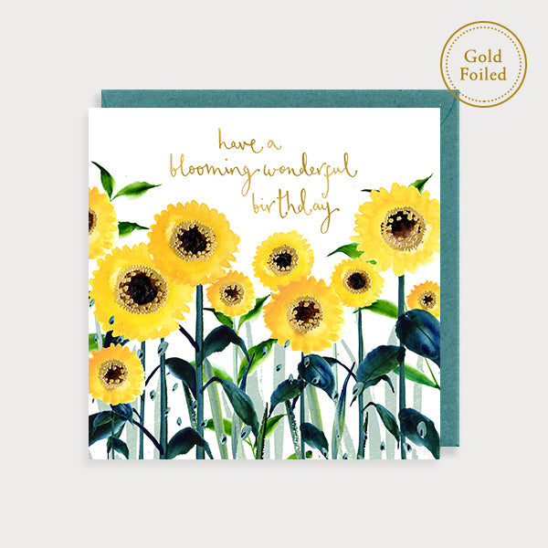 Birthday Sunflowers Luxury Foiled Birthday Card