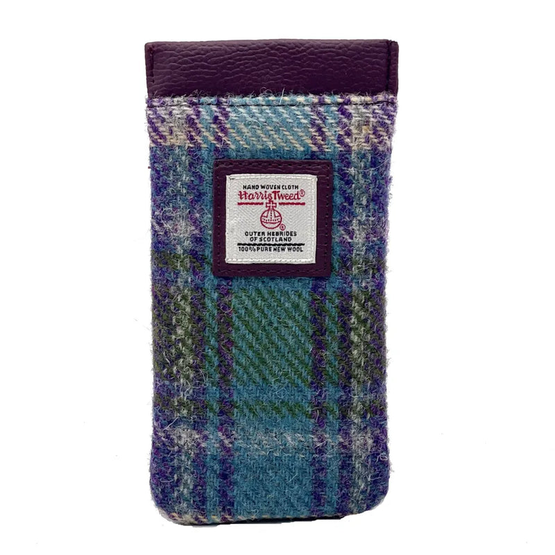 Harris Tweed Glasses Sleeve - Green & Purple Plaid