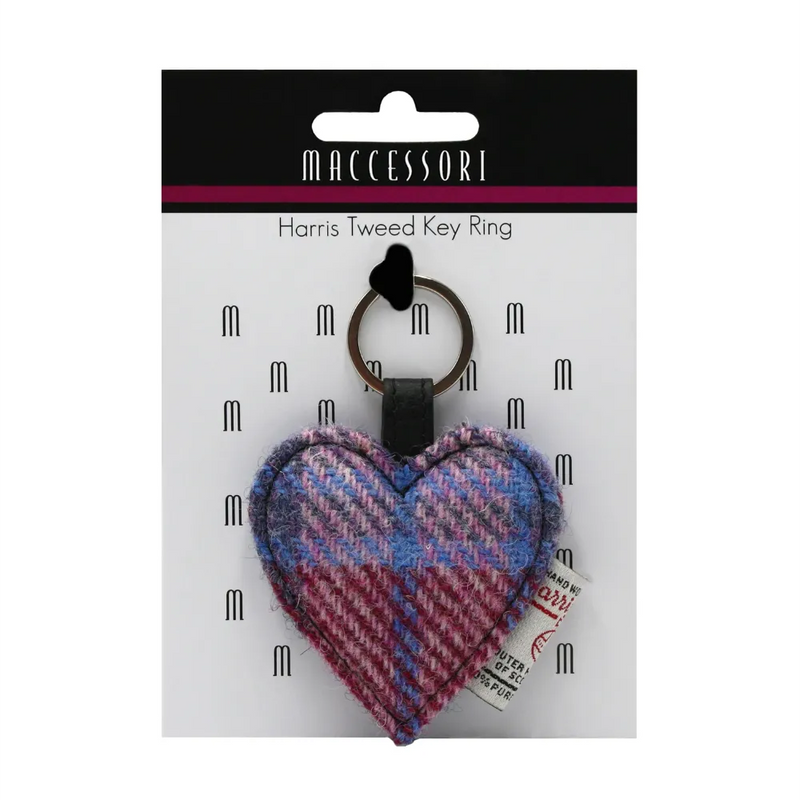 Harris Tweed Heart Keyring - Pastel Pink