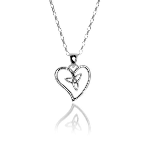 Heart And Trinity Knot Pendant Necklace