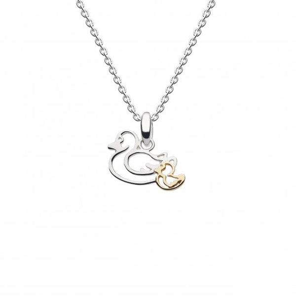 Mummy Duck & Duckling With Gold Plate Pendant