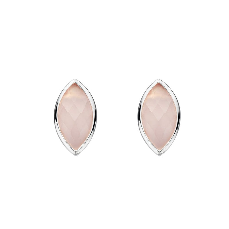 Pink Chalcedony Oval Stud Earrings