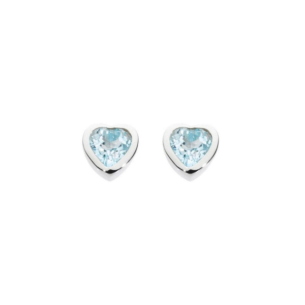 Dinky Blue Topaz Heart Studs Earrings