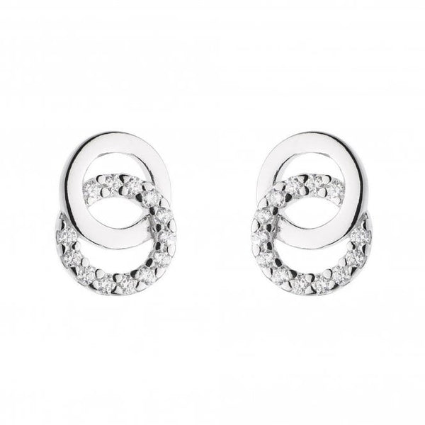 Double Cubic Zirconia Circle Stud Earrings