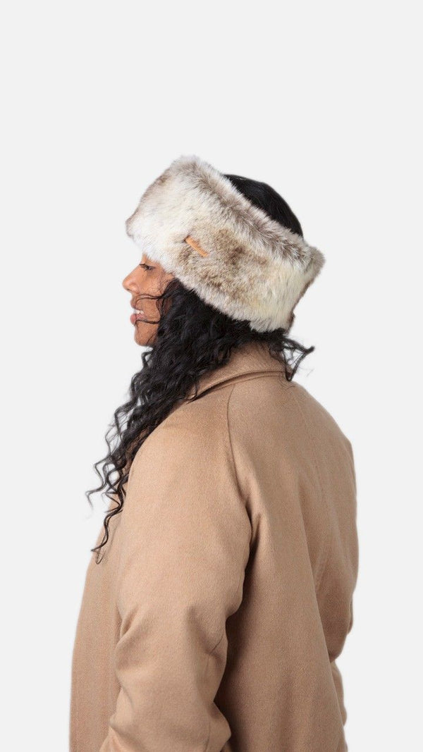 Fur Headband- Heather Brown