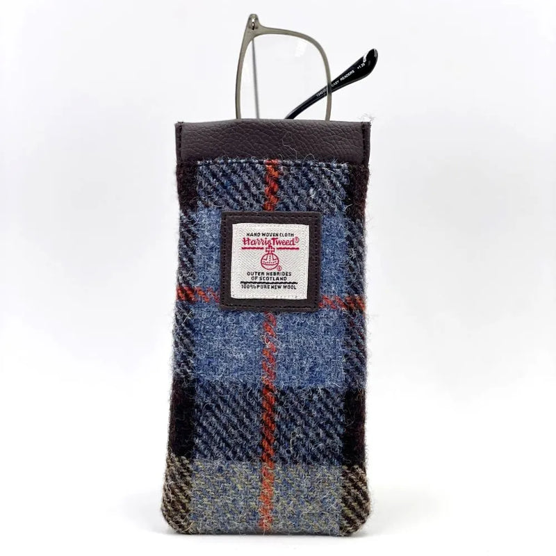 Harris Tweed Glasses Sleeve - Blue and Brown Check