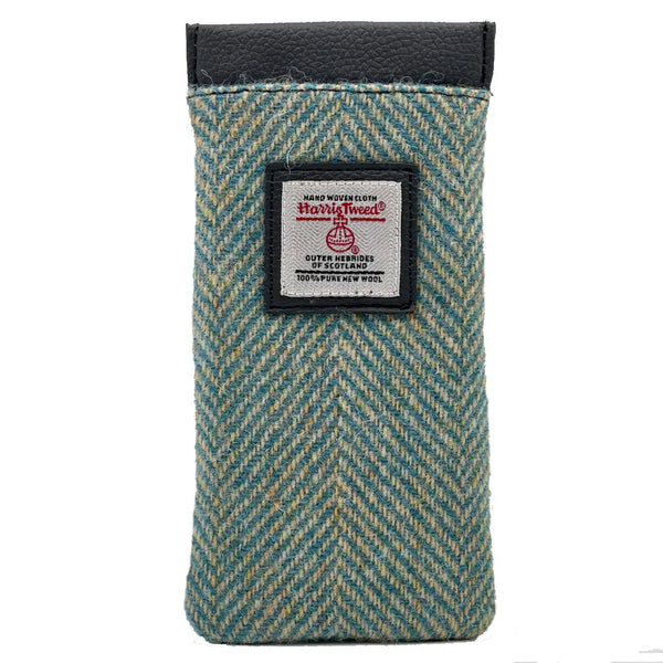 Harris Tweed Glasses Sleeve - Turquoise Herringbone