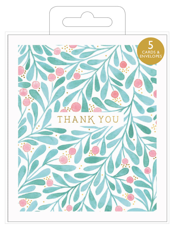 Pack of 5 Pink Berries Thank You Cards