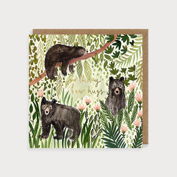 Black Bears Bear Hugs Birthday Card