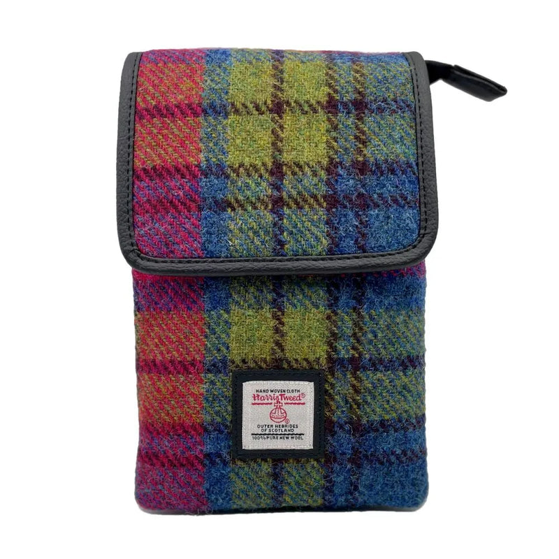 Harris Tweed Mini Crossbody Bag - Blue & Pink Check