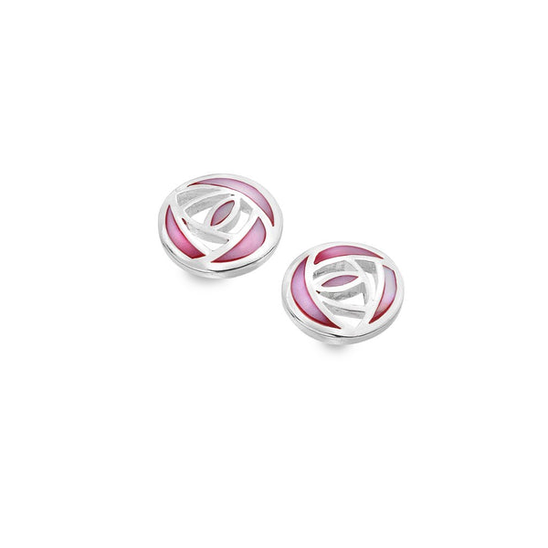 Mother Of Pearl Rose Stud Earrings